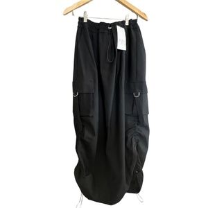 Zara Technical Cago Maxi Skirt Black Size XXL New With Tags